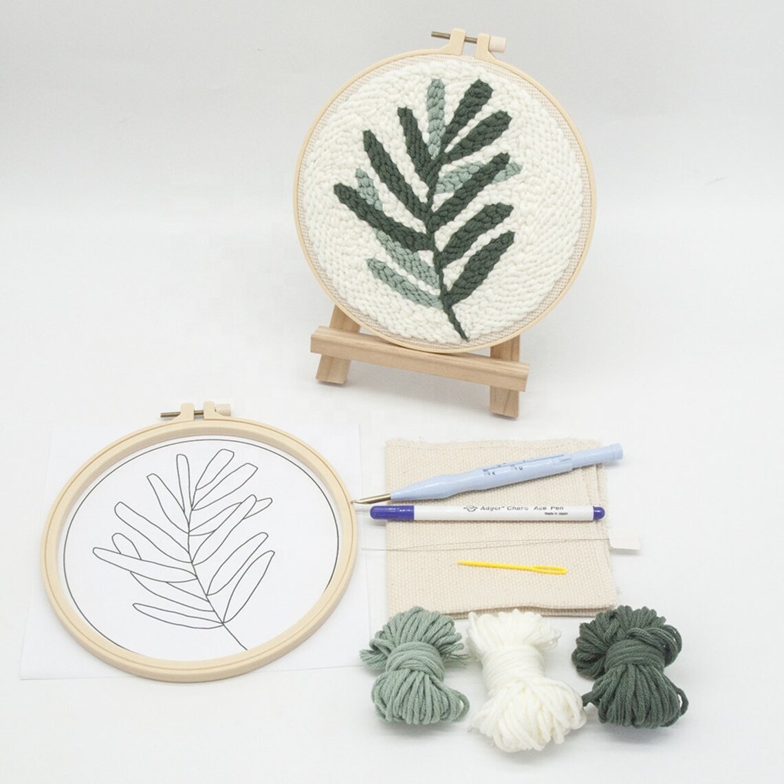 Leaf Punch Needle Full Kits for Beginner With Pattern Threader Etsy
