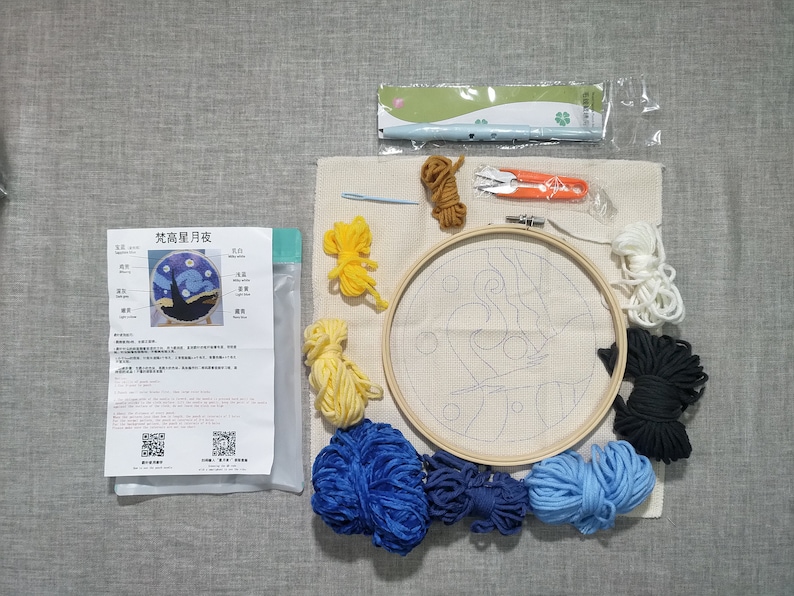 Punch Needle Kit Starter Punch Needle Tool Threader Fabric Embroidery Hoop Yarn Rug Punch Needle Adults Kid's Emboridery Craft, image 7