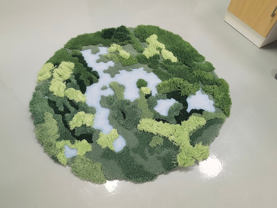 Forest and Lake Turfted Rugs,Handmade 3D Turfting Rugs Carpet,Hand Turfted Wool Rugs,Art Rugs.Moss Rugs,Kid's Room play rugs,Custom Rugs