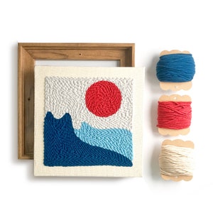 Sunrise Starter Punch Nadelset, DIY Anfänger Stickset mit Garn, Rug Hooking Design