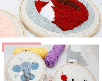 Ruopoty Santa Claus Pattern Punch Needle Embroidery Starter Kits