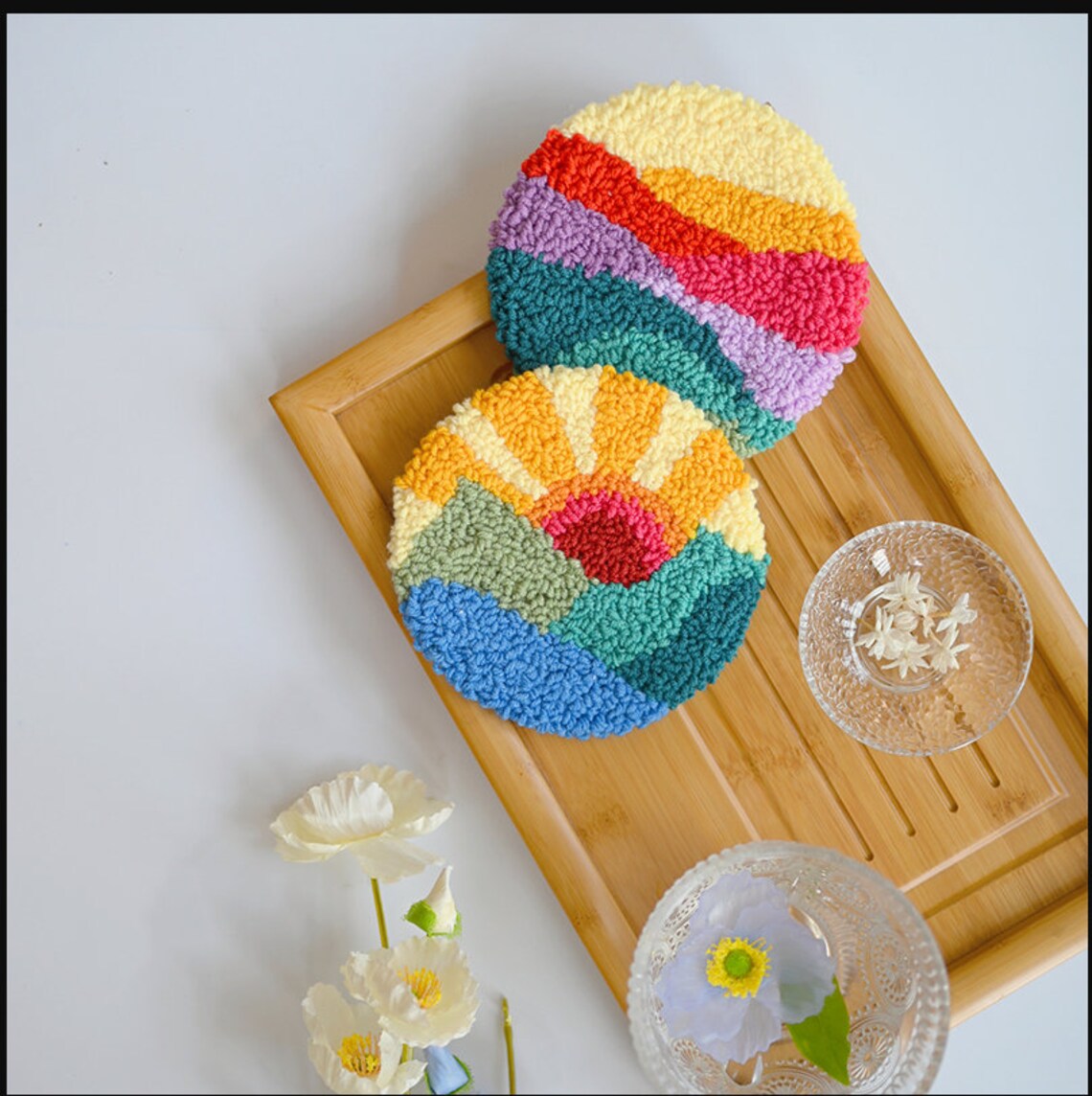 Mountain & Sun Punch Needle Coaster Full Kit for Starter DIY Etsy