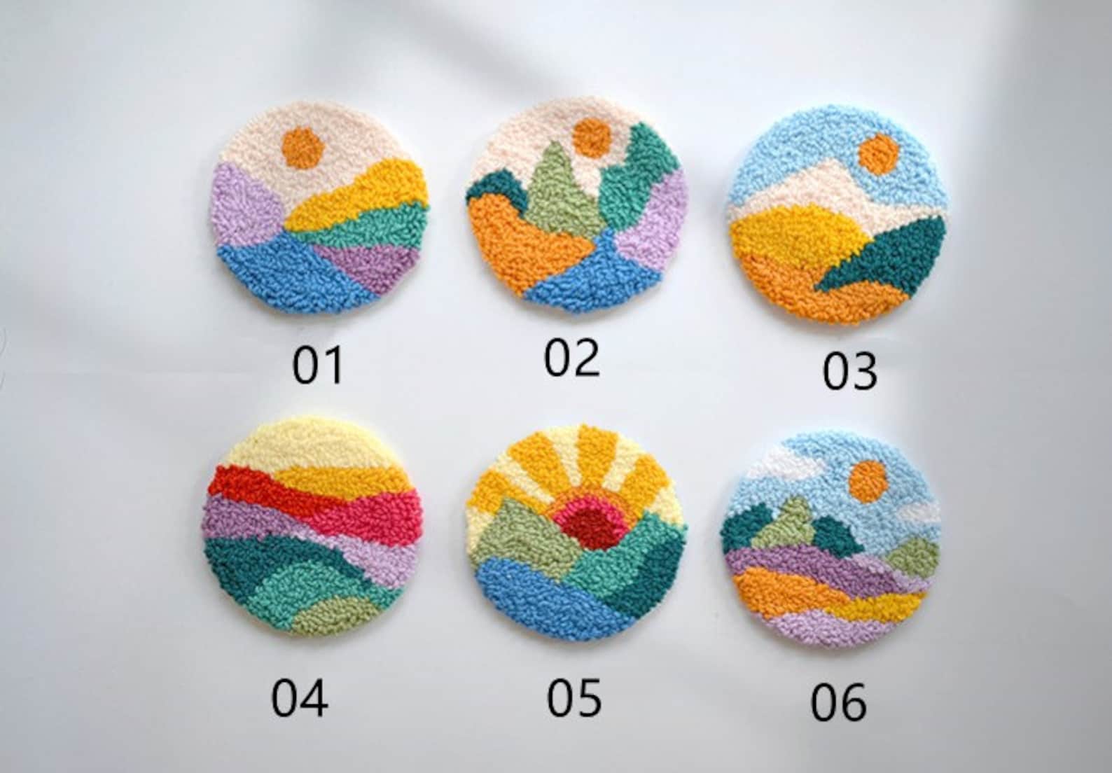 Mountain & Sun Punch Needle Coaster Full Kit for Starter DIY Etsy