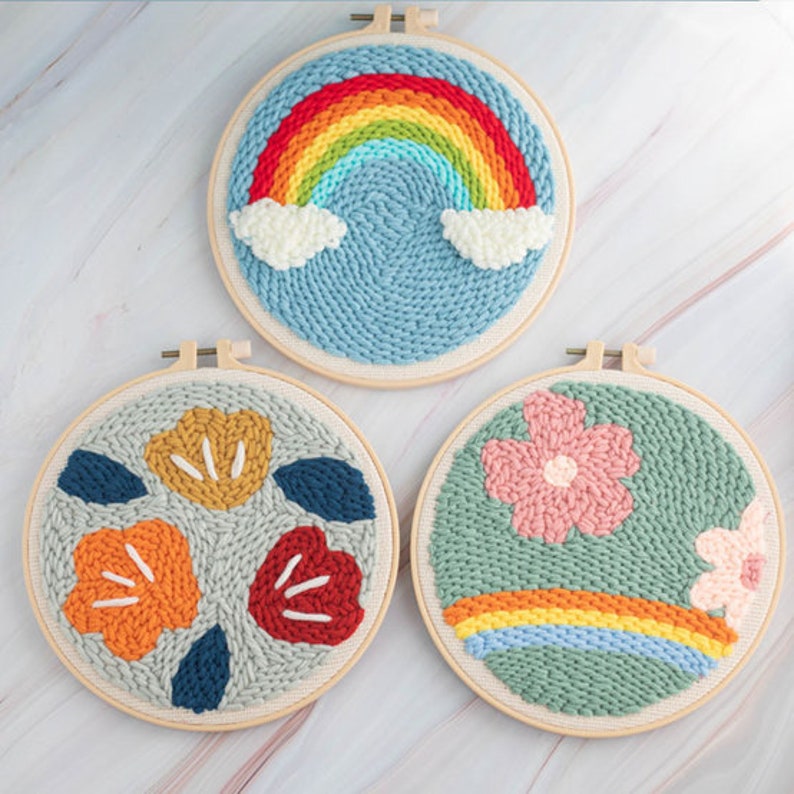 Punch Needle Beginner Kits Punch Needle Tool Threader Fabric Embroidery Hoop Yarn Rug Punch Needle Adults Kid/'s Hand Embroidery