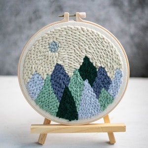 Punch Needle Beginner Full Kits Punch Needle Tool Threader Fabric Embroidery Hoop Yarn Rug Kid&#39;s Hand Embroidery Adults Craft