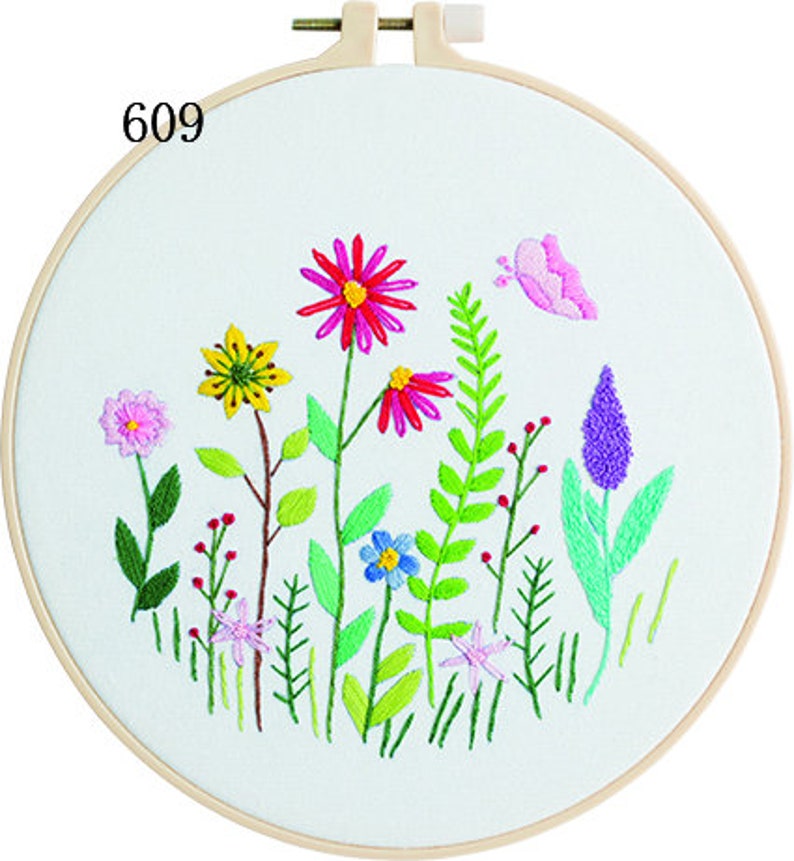 Buy 2 Get 1 Free Embroidery Starter Kit with Pattern and Instructions Stamped Embroidery Full Kits with Hoop Cross Stitch Set