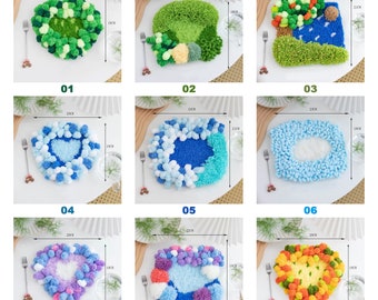 DIY Moss Punch Needle Coaster Full Kit for Starter Forest/Lake Punch Coaster Making Kit,Handmade Coaster Kit,DIY Crafts gift