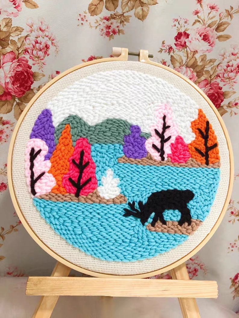 Punch Needle Starter Kit Scenery Rug Hooking Beginner Kit Etsy