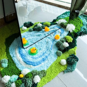 Moss with River Carpets Custom Latch Hook Rugs Custom Meadows Rugs