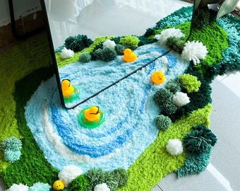 Moss with River Carpets Custom Latch Hook Rugs Custom Meadows Rugs