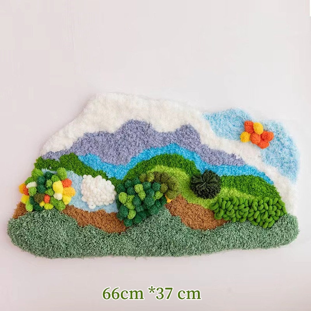 DIY Latch Hook Kit for Beside Rug Handmade Moss Carpet Kit DIY Wall ...