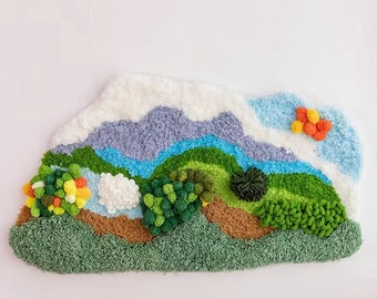 DIY Latch Hook Kit for Beside Rug HandMade Moss Carpet Kit DIY Wall Hanging Art Crafter's Gift Gift for her DIY Crafts gift