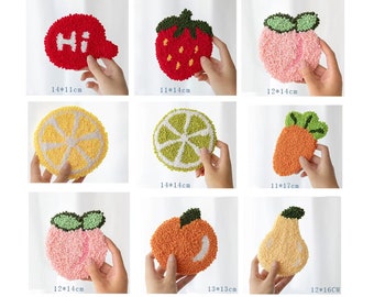 Fruits Punch Needle Coaster Full Kit for Starter DIY Punch Coaster Making Kit,Handmade Coaster Kit,DIY Crafts gift