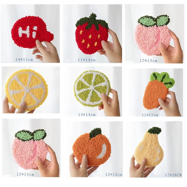 Fruits Punch Needle Coaster Full Kit for Starter DIY Punch Coaster Making Kit,Handmade Coaster Kit,DIY Crafts gift