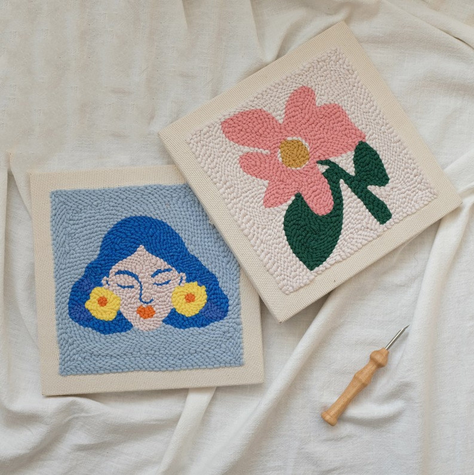 Women Art Punch Needle Kit for Wall Decor, Punch Embroidery Kit, DIY ...