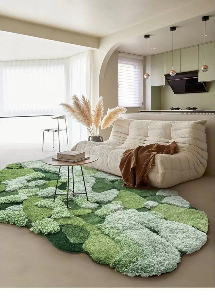 Moss Carpet, 3d Irregular Carpet, Flower Forest Daisy Grass Moss Carpet,  Living Room Bedroom Home Aesthetic Decorative Floor Mat