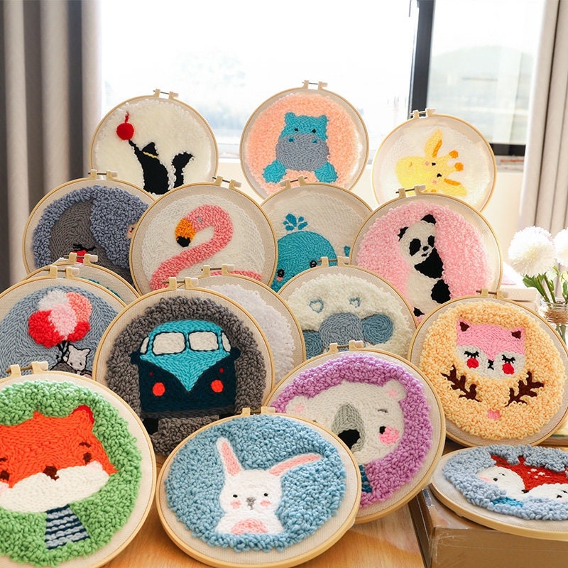 Dia.15cm Punch Needle Embroidery Kits for Beginners Soft Yarn Sweet Ice  Cream Embroidery Craft Kit - AliExpress