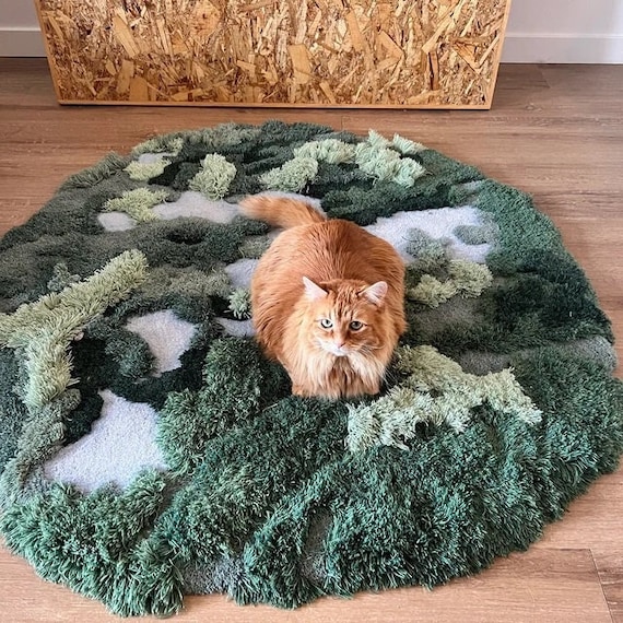Forest and Lake Turfted Rugs,3D Turftting Area Rugs Carpet,Hand Turfted Wool Rugs,Art Rugs.Moss Rugs,Kid's Room play rugs,Custom Rugs