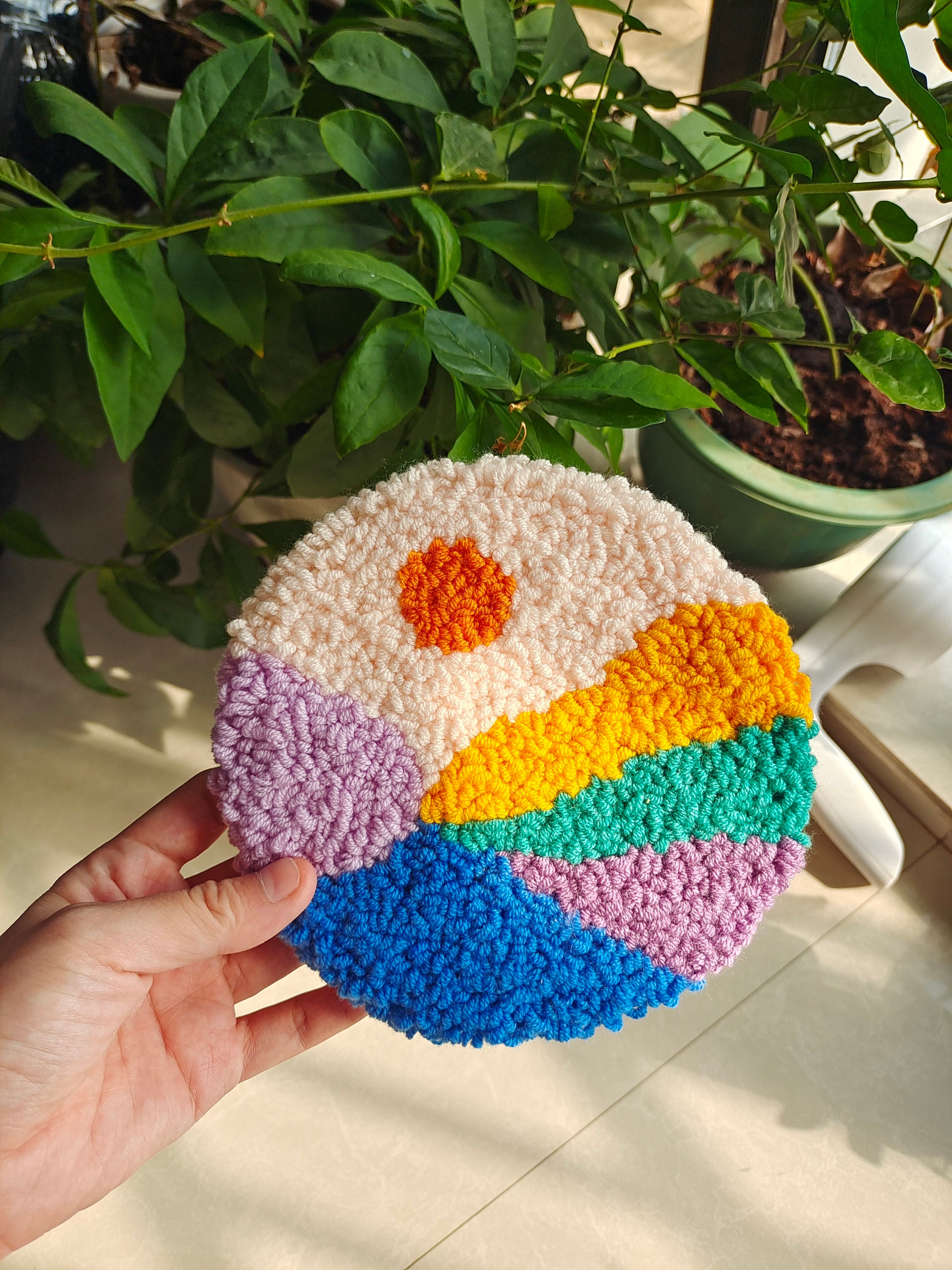 Mountain & Sun Punch Needle Coaster Full Kit for Starter DIY Etsy