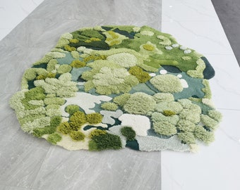 Forest Turfted Wool Rugs,Handmade Rugs,3D Area Turfting Rugs Carpet,Customized Rugs,Kid's Carpet,Artificial Grass Area Rug,Moss Rug