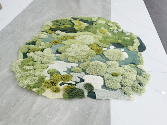 Forest Turfted Wool Rugs,Handmade Rugs,3D Area Turfting Rugs Carpet,Customized Rugs,Kid's Carpet,Artificial Grass Area Rug,Moss Rug