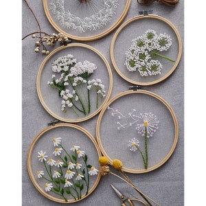 Transparent Embroidery kit for beginner,Cross Stich Kit,Hand Embroidery Full Kit,Starter Embroidery Kit with Pattern & Hoop ,DIY Craft Gift
