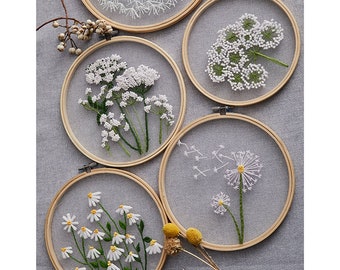 Transparent Embroidery kit for beginner,Cross Stich Kit,Hand Embroidery Full Kit,Starter Embroidery Kit with Pattern & Hoop ,DIY Craft Gift