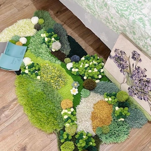 Latch Hook Rugs,Green Moss Rugs,Moss Forest Rugs Carpet,Custom Moss Meadows/Forest Rugs,Beside Rugs,Home Decor