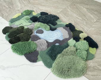 3D HandTufted Area Rugs Carpet ,Handmade Artificial Area Rug,Forest Grass Turfting Wool Rugs,Forest Rug,Kid's Play Carpet Customized  Rugs