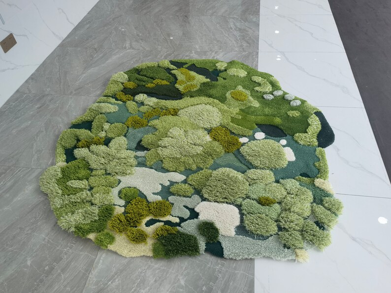 Art Rugs,3D Turfting Rugs ,Hand Turfted Wool Rugs,Moss Rugs,Forest Rugs,Kid's Room play rugs,Artificial Grass Rug,Customized Rugs, image 2