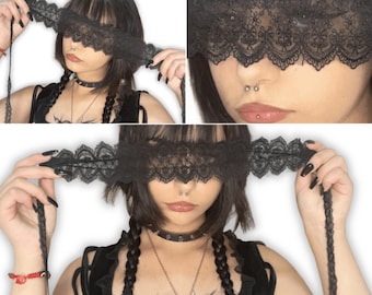 Schwarz / Weiß Floral dünne Spitze Schleier Masquerade Masken
