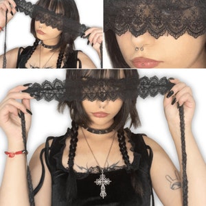 Black Floral Thin Lace Veil Masquerade Mask