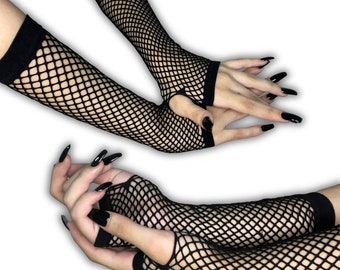 Alt Black Fishnet Fingerless Gloves