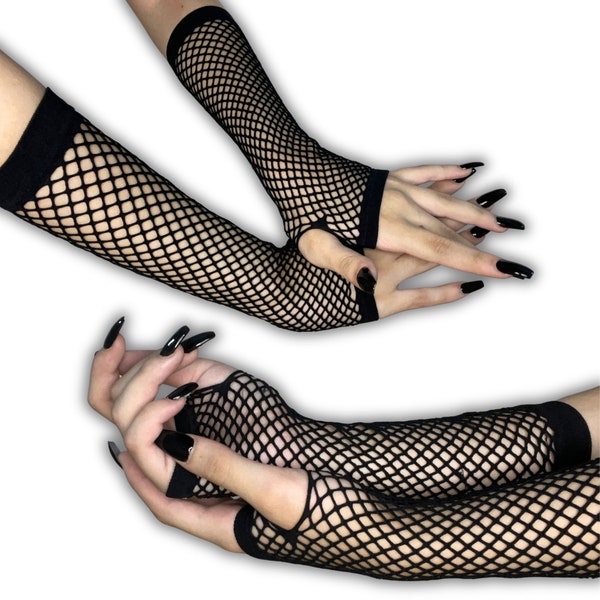Alt Black Fishnet Fingerless Gloves