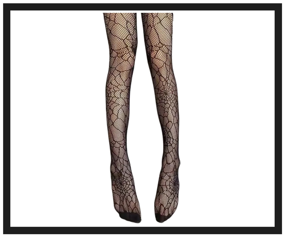 NWT Gothic Punk Spider Web Lace Fishnet Tights - Cosplay Costume Hosiery (SM Or ML)