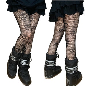 Black Rave Skull Fishnet Tights