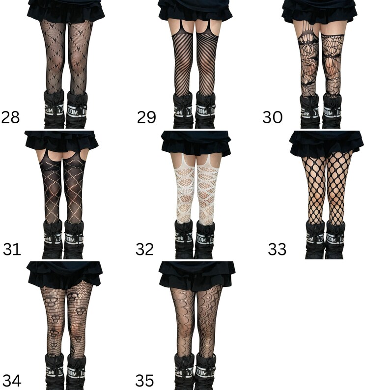 2 Pack Patterned Fishnet Tights Moon, Star, Kawaii, Hearts, Gothic, Cut-Out, Diamond, Pentagram, Chevron Tribal, Cross, Abstract, Snake image 5