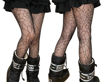 Black Spiderweb Patterned Fishnet Tights