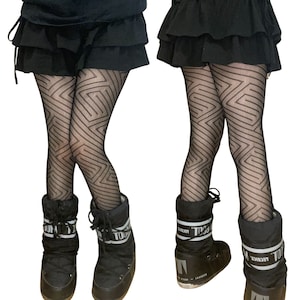 Black Maze Patterned Fishnet Tights