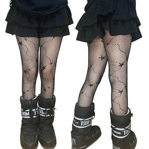 Black Star Line Patterned Fishnet Tights