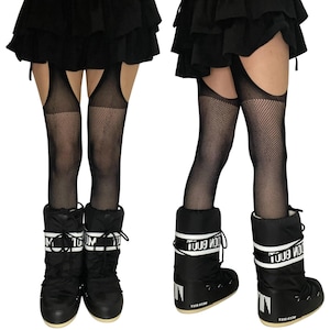 Black Bold Fishnet Suspender Tights