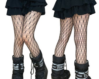 Black Cyber Web Patterned Fishnet Tights