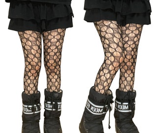 Black Cut Out Clover Pattern Fishnet Tights