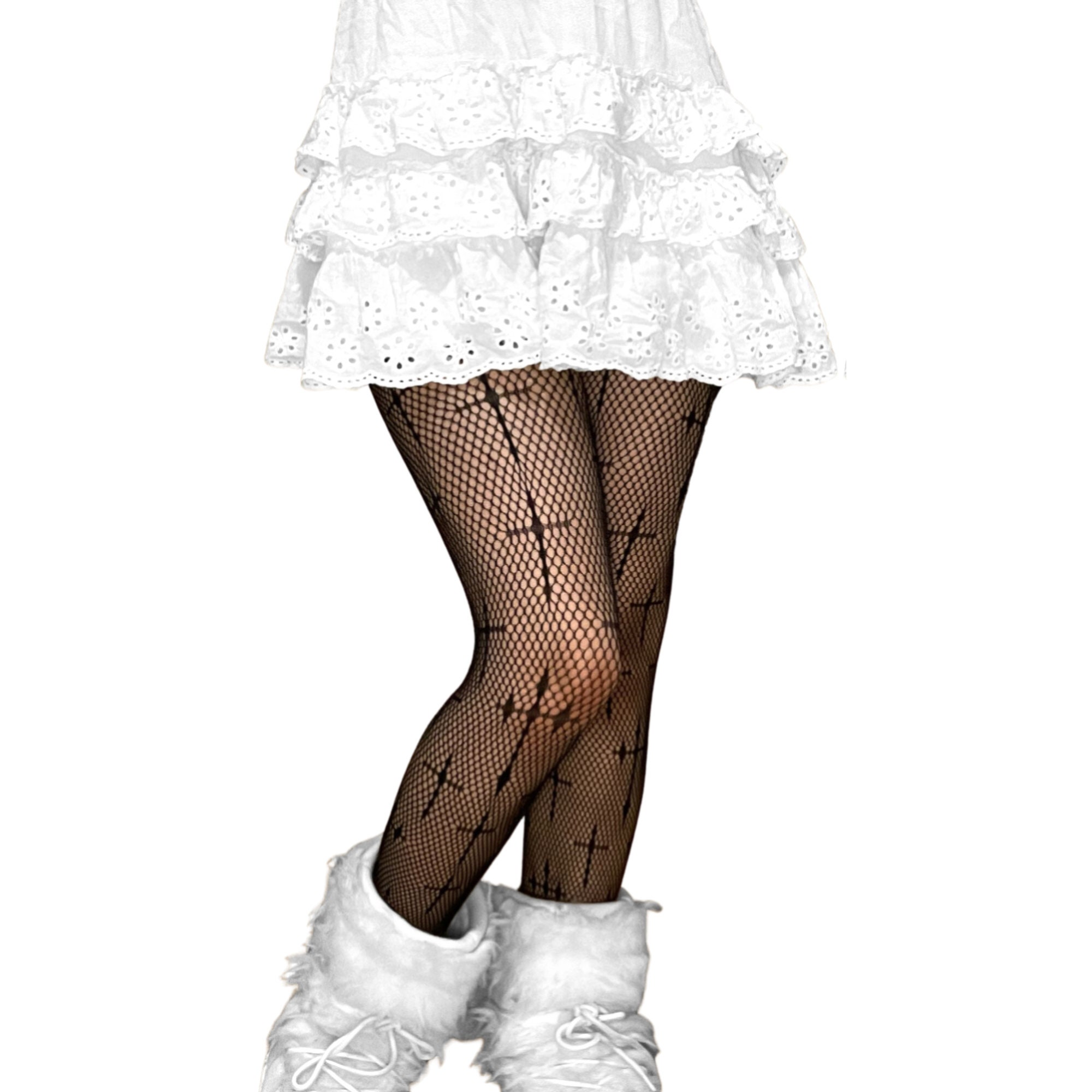 Buy Black Cross Patterned Fishnet Tights Online in India 