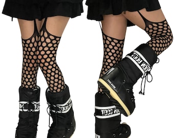 Black Circle Net Suspender Fishnet Tights