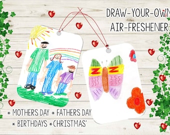 Draw-Your-Own Air Freshener | Colour-Your-Own | Kids Drawing | Kids Artwork | Kids Personalised | Mother's Day Gift | Fathers Day Gift idea