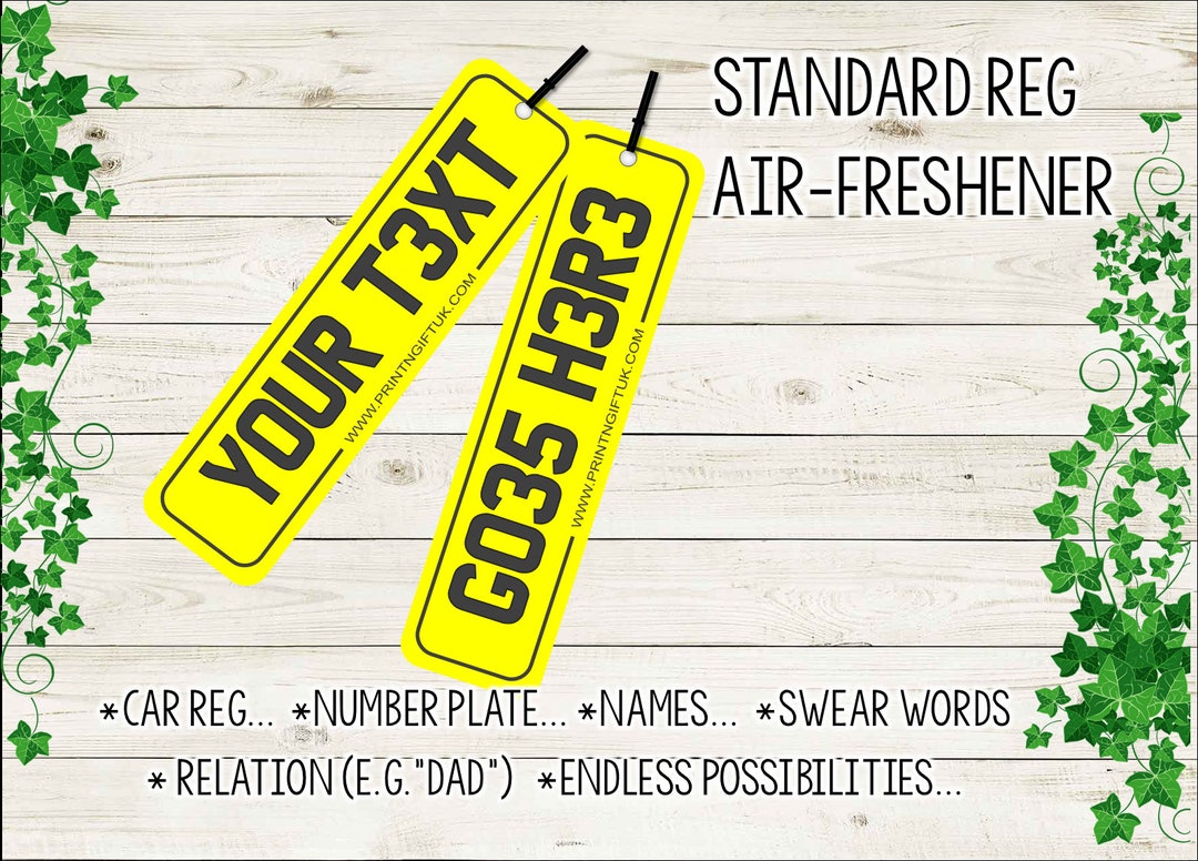 Standard Number Plate Car Air Freshener Custom Personalised Scented Reg