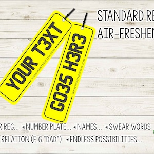 Standard Number Plate Car Air Freshener - Custom | Personalised | Scented | Reg Plate | Gift | Present | Token Gift | Valentines | Birthday