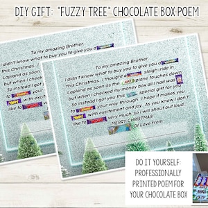 Poema de caixa de chocolate de Natal DIY | Caixa de Doces Árvore de Natal | Cartão-presente personalizado | Citação da caixa de guloseimas | Relação Personalizada | Presente de Natal de baixo custo