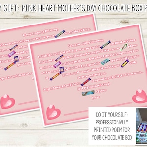 Etichetta della scatola di cioccolato per la festa della mamma fai-da-te / Regalo personalizzato per la festa della mamma / Carte regalo personalizzate / Carte regalo Per la scatola del trattamento / Mamma / Mamma / Bambinaia / Gran